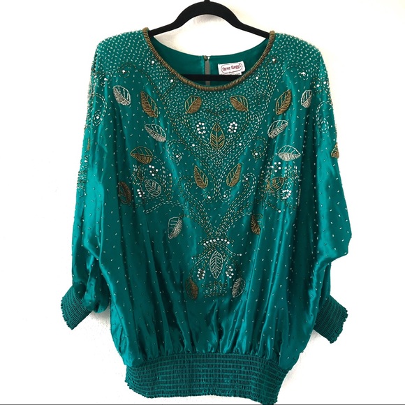 THREE FLAGGS VINTAGE SILK GOLD SILVER BEAD… - Picture 1 of 9